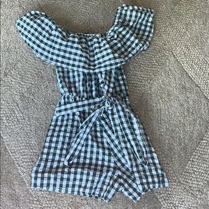 Off the shoulder gingham romper